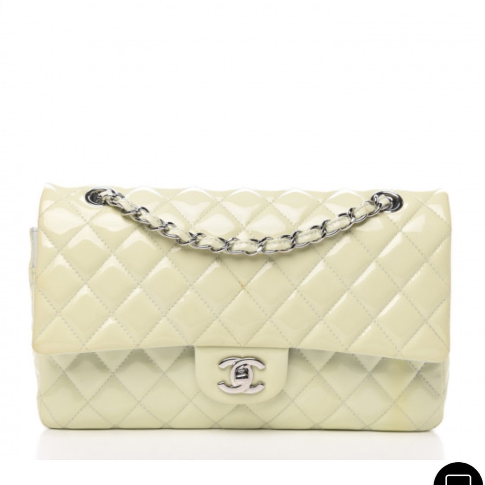 Chanel patent white flap bag